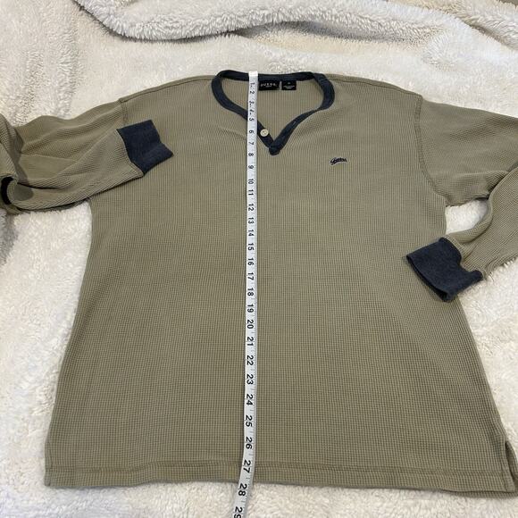 Vintage Men’s Guess USA Waffle Green Knit Long Sleeve Shirt Size M - Picture 2 of 6